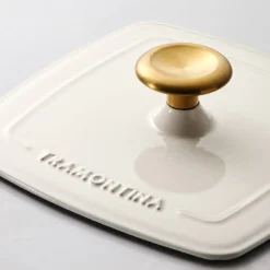 Bestow 11 Inch Enameled Cast-Iron Grill Pan with Press