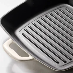 Bestow 11 Inch Enameled Cast-Iron Grill Pan with Press