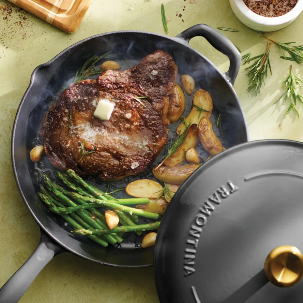 Bestow 12 Inch Enameled Cast Iron Skillet with Lid