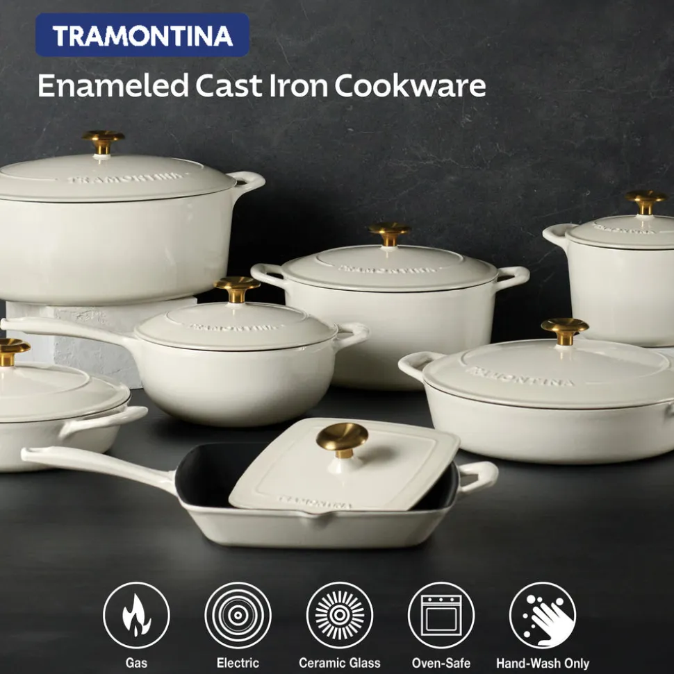 Bestow 12 Inch Enameled Cast Iron Skillet with Lid