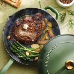 Bestow 12 Inch Enameled Cast Iron Skillet with Lid