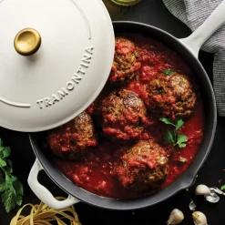 Bestow 12 Inch Enameled Cast Iron Skillet with Lid