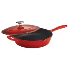 Bestow 10 in Enameled Cast-Iron Covered Skillet - Gradated Red