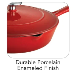 Bestow 10 in Enameled Cast-Iron Covered Skillet - Gradated Red