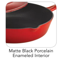 Bestow 10 in Enameled Cast-Iron Covered Skillet - Gradated Red