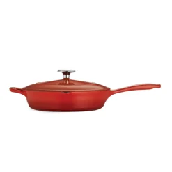Bestow 10 in Enameled Cast-Iron Covered Skillet - Gradated Red