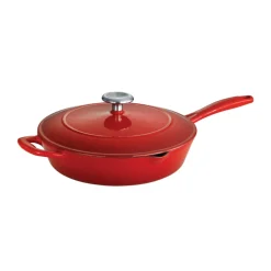 Bestow 10 in Enameled Cast-Iron Covered Skillet - Gradated Red