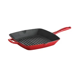 Bestow 11 in Enameled Cast-Iron Grill Pan - Gradated Red