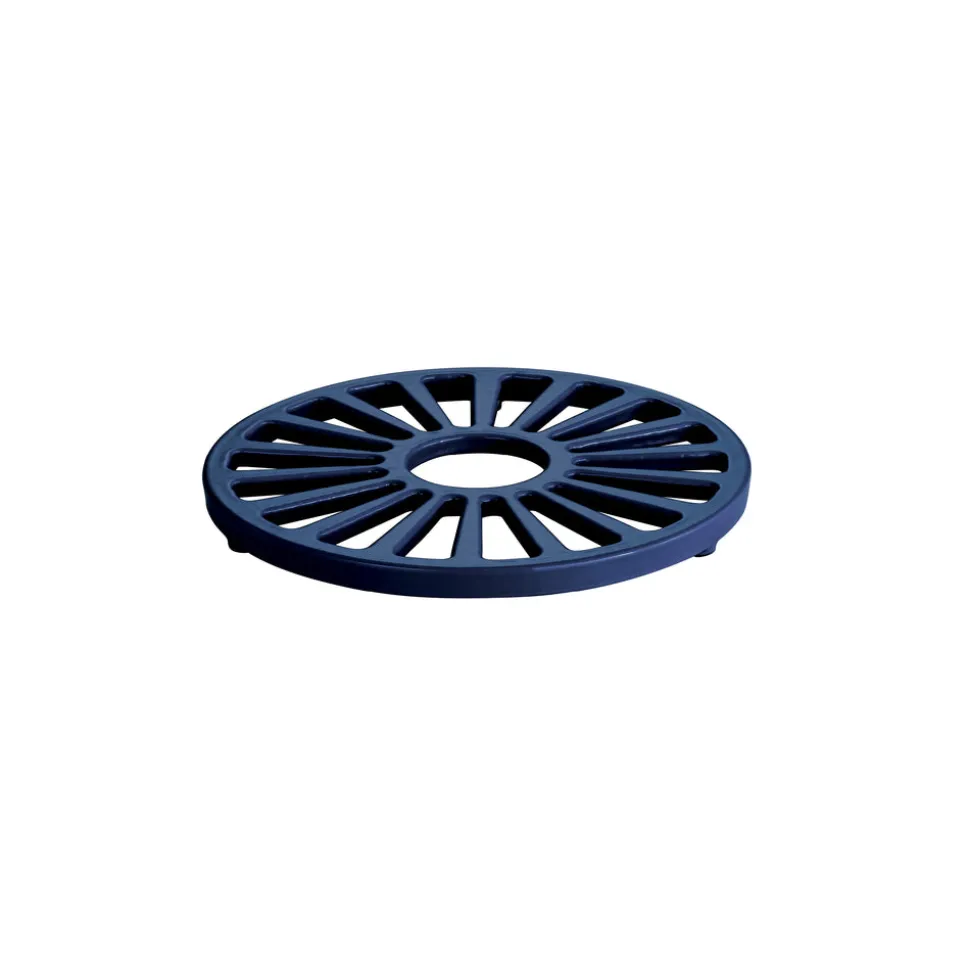 Bestow 7 in Enameled Cast-Iron Round Trivet - Gradated Cobalt