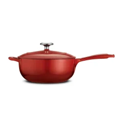 Bestow 3 Qt Enameled Cast-Iron Covered Saucier - Gradated Red