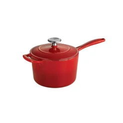 Bestow 2.5 Qt Enameled Cast-Iron Covered Sauce Pan - Gradated Red