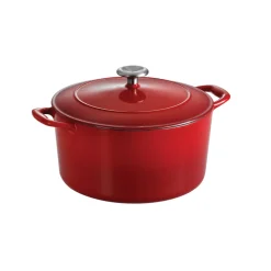 Bestow 6.5 Qt Enameled Cast-Iron Covered Round Dutch Oven - Gradated Red