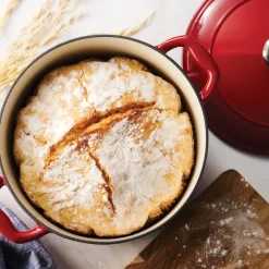 Bestow 6.5 Qt Enameled Cast-Iron Covered Round Dutch Oven - Gradated Red
