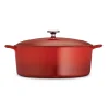 Bestow 7 Qt Enameled Cast-Iron Covered Oval Dutch Oven - Gradated Red