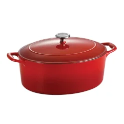 Bestow 7 Qt Enameled Cast-Iron Covered Oval Dutch Oven - Gradated Red
