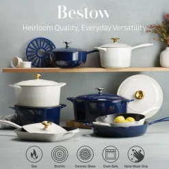 Bestow 5.5 Quart Enameled Cast Iron Covered Round Dutch Oven