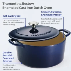 Bestow 5.5 Quart Enameled Cast Iron Covered Round Dutch Oven