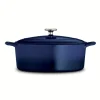 Bestow 5.5 Quart Enameled Cast-Iron Covered Oval Dutch Oven - Gradated Cobalt
