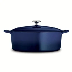 Bestow 5.5 Quart Enameled Cast-Iron Covered Oval Dutch Oven - Gradated Cobalt