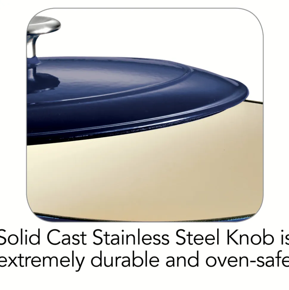 Bestow 5.5 Quart Enameled Cast-Iron Covered Oval Dutch Oven - Gradated Cobalt