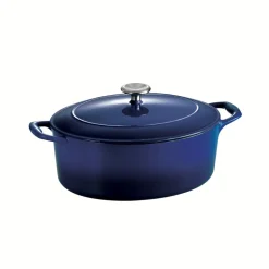 Bestow 5.5 Quart Enameled Cast-Iron Covered Oval Dutch Oven - Gradated Cobalt
