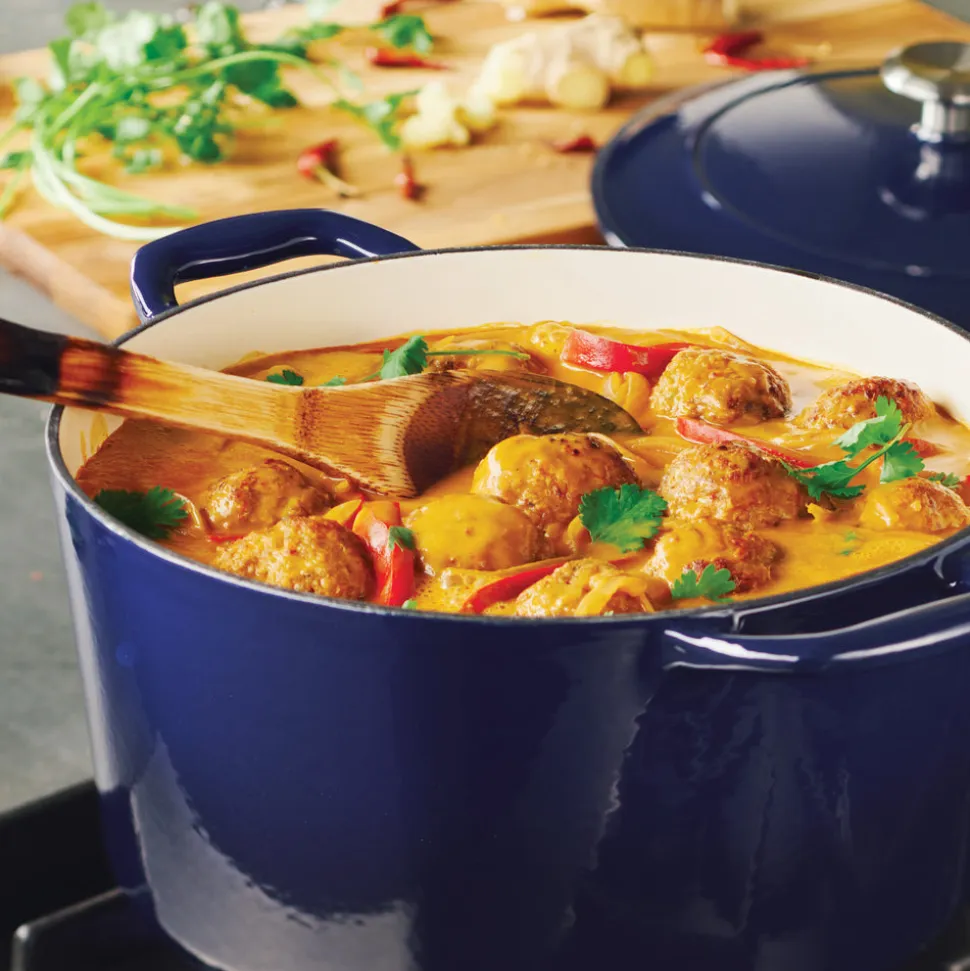 Bestow 6.5 Quart Enameled Cast-Iron Covered Round Dutch Oven - Gradated Cobalt