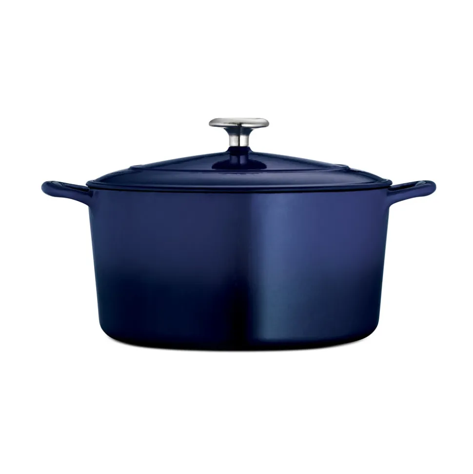 Bestow 6.5 Quart Enameled Cast-Iron Covered Round Dutch Oven - Gradated Cobalt