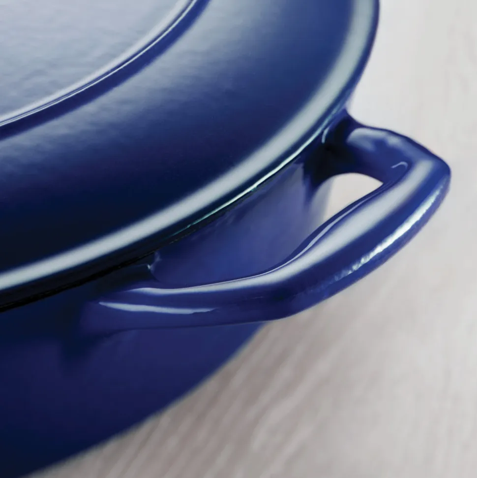 Bestow 6.5 Quart Enameled Cast-Iron Covered Round Dutch Oven - Gradated Cobalt