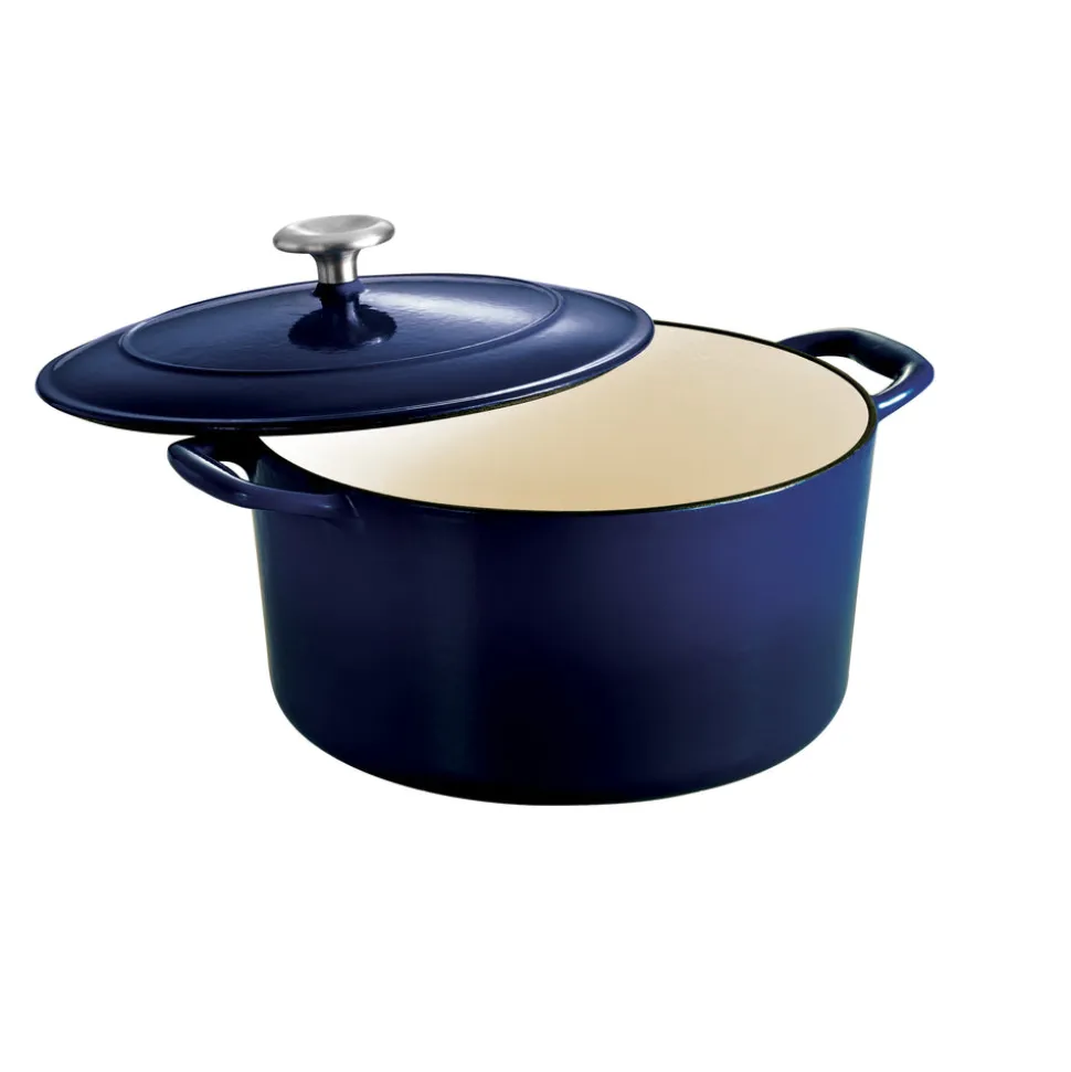 Bestow 6.5 Quart Enameled Cast-Iron Covered Round Dutch Oven - Gradated Cobalt