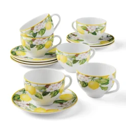 Carmen 8.5 ounce Tea Cup and Saucer 6 Piece Set