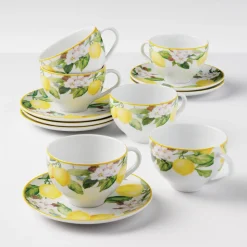 Carmen 8.5 ounce Tea Cup and Saucer 6 Piece Set