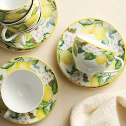 Carmen 8.5 ounce Tea Cup and Saucer 6 Piece Set