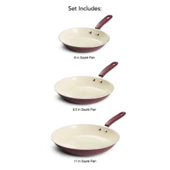 Ceramaware 3 Pack Ceramic Nonstick Fry Pan Set, 8 Inch, 9.5 Inch & 11 Inch