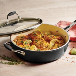 Ceramica Deluxe 11 Inch Ceramic Covered Deep Skillet - Black