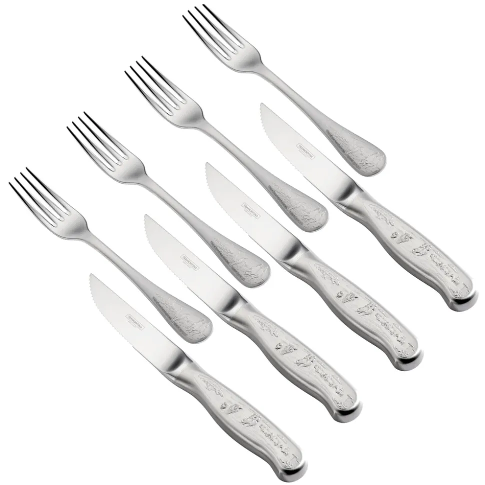 Churrasco BBQ 8 Piece Forged Embossed Steak Knife and Fork Set