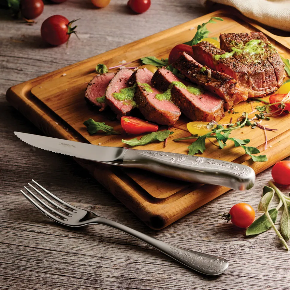 Churrasco BBQ 8 Piece Forged Embossed Steak Knife and Fork Set