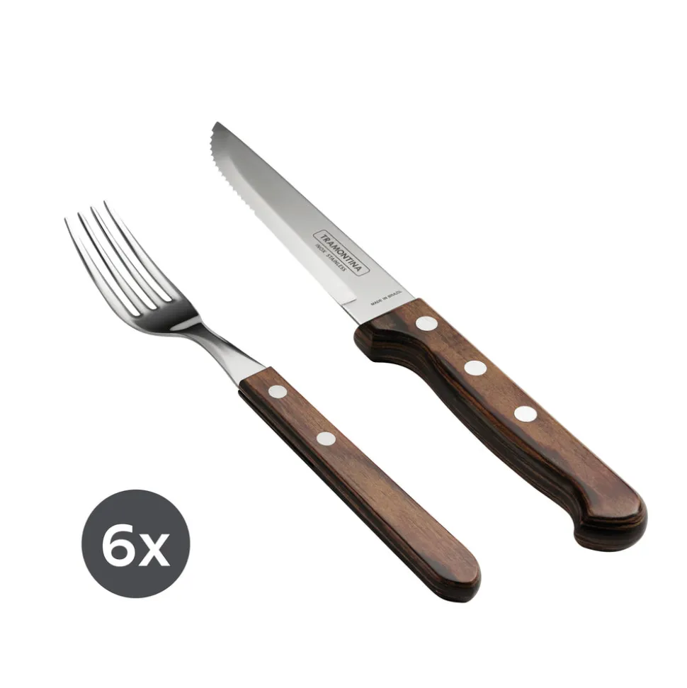 Churrasco BBQ 12 Piece Polywood Fork and Steak Knife Set