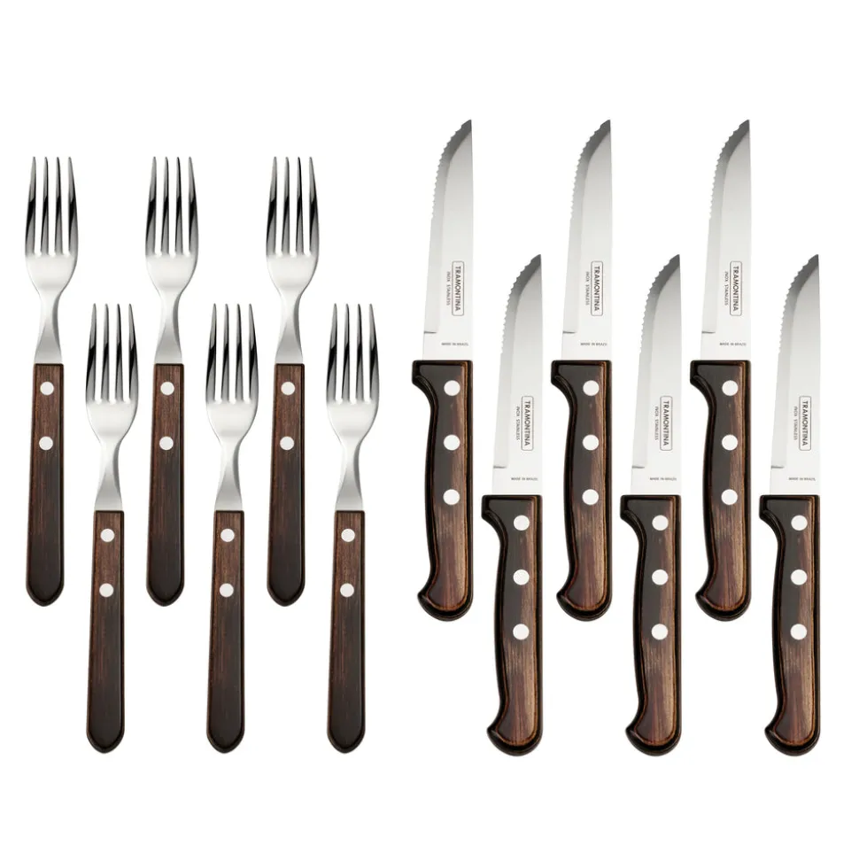 Churrasco BBQ 12 Piece Polywood Fork and Steak Knife Set