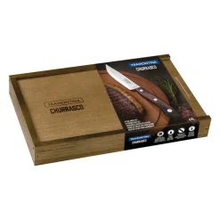 Churrasco BBQ 4 Piece Porterhouse Steak Knife Set in Wood Gift Box