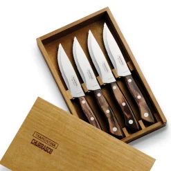 Churrasco BBQ 4 Piece Porterhouse Steak Knife Set in Wood Gift Box
