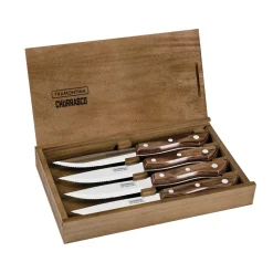 Churrasco BBQ 4 Piece Porterhouse Steak Knife Set in Wood Gift Box