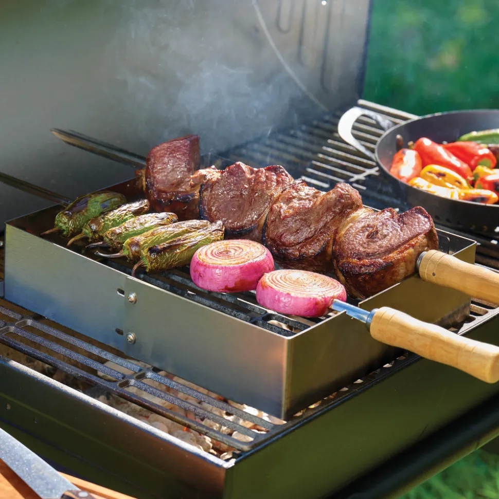 Churrasco BBQ Stainless Steel Skewer and Grill Rack Set