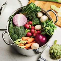 Covered Stainless Steel Stock Pot