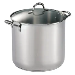 Covered Stainless Steel Stock Pot