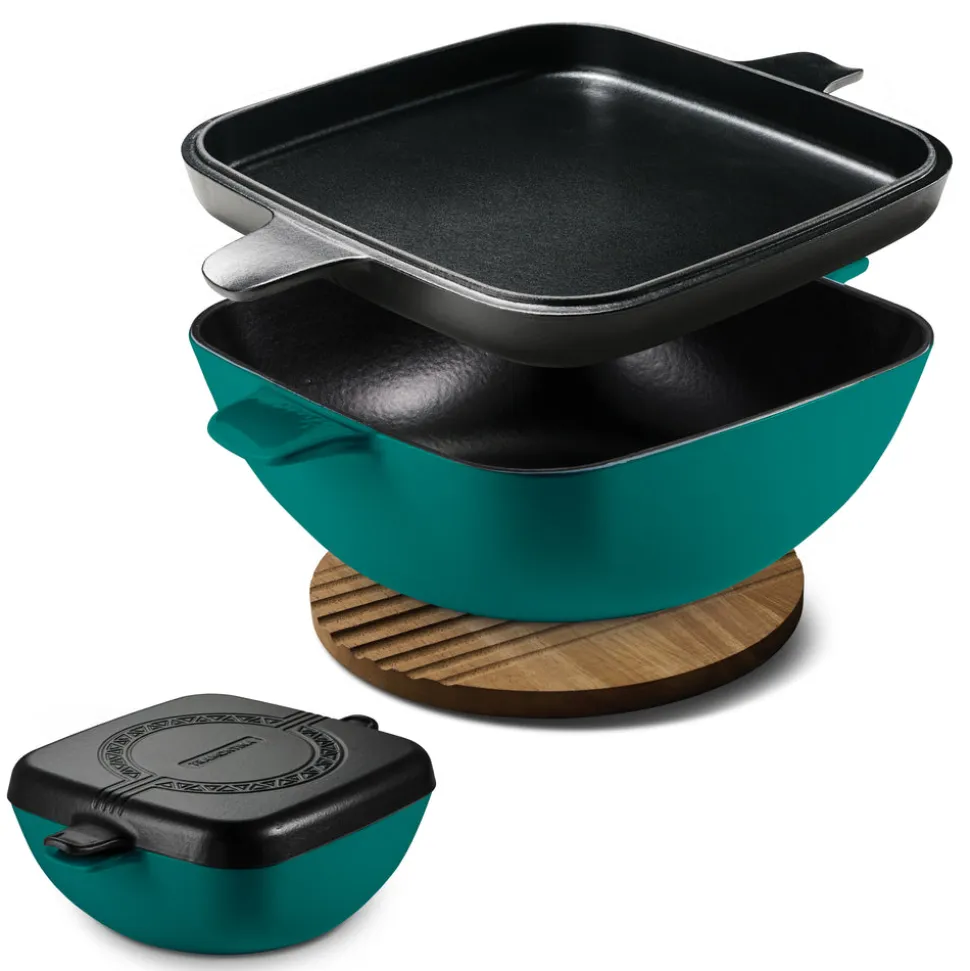 Cultura 6.5 Quart Enameled Cast Iron Multi-Cooker with Reversible Lid
