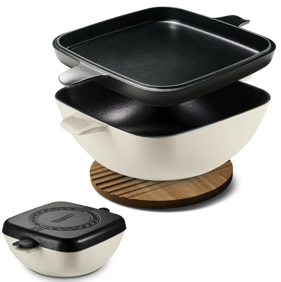 Cultura 6.5 Quart Enameled Cast Iron Multi-Cooker with Reversible Lid