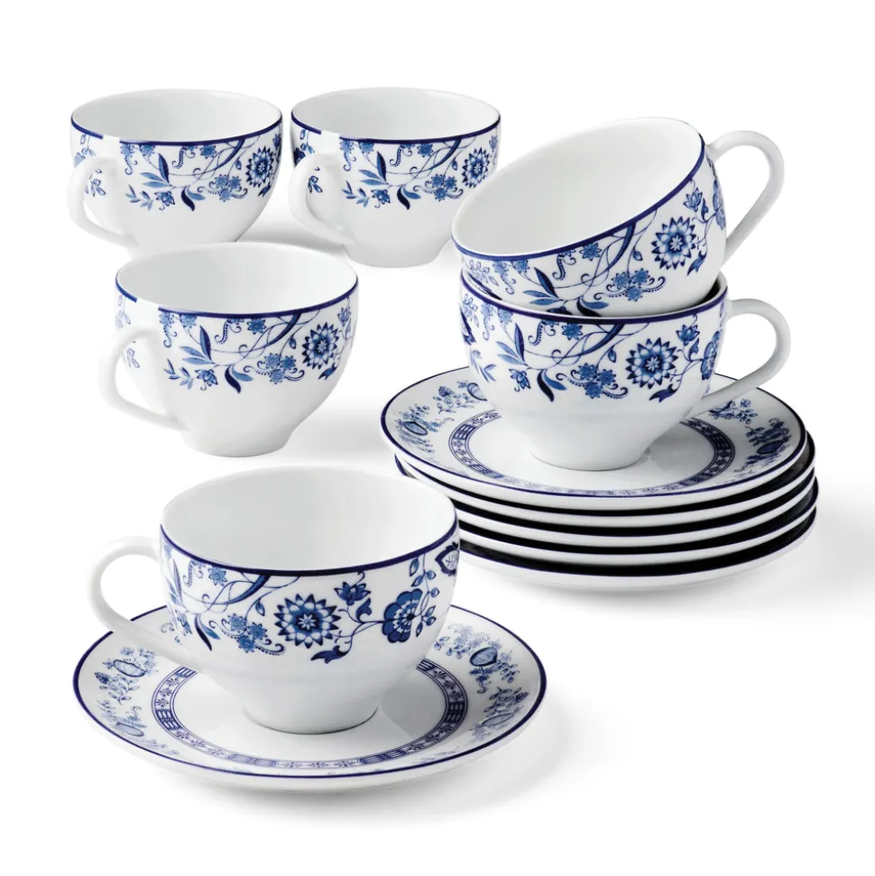 Dulce 8.5 ounce Tea Cup and Saucer 6 Piece Set