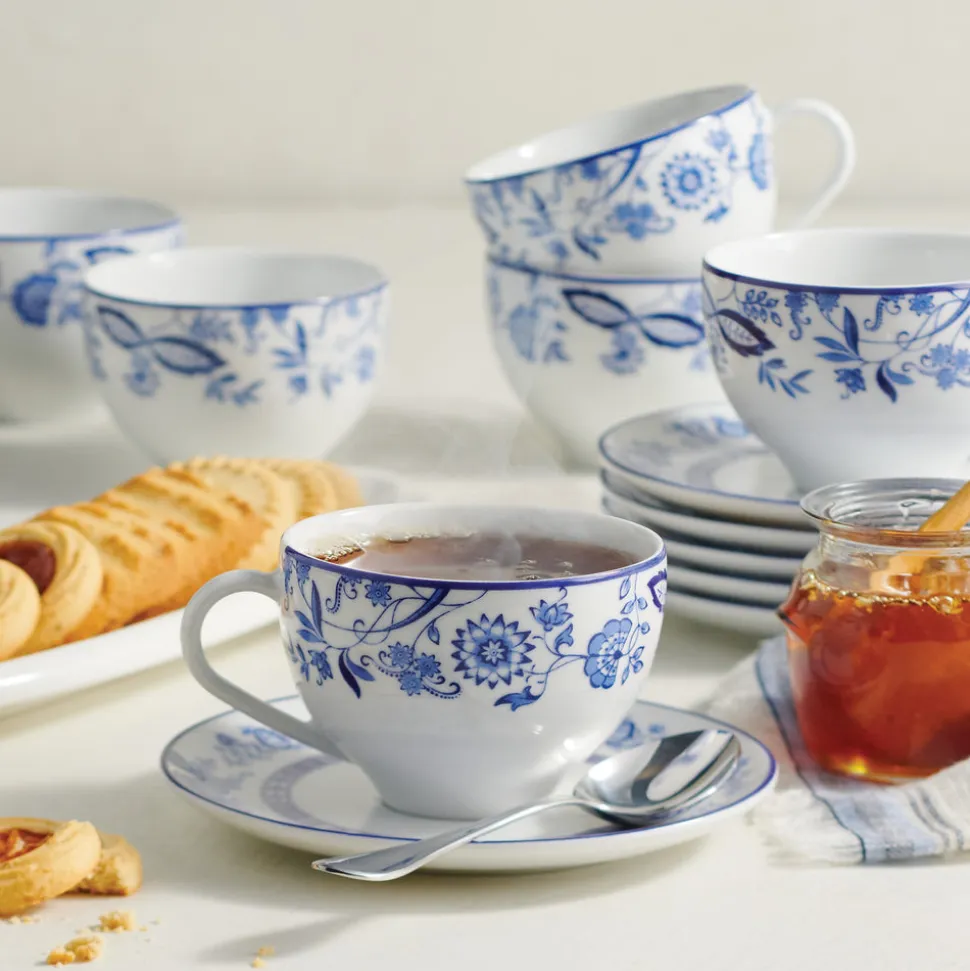 Dulce 8.5 ounce Tea Cup and Saucer 6 Piece Set