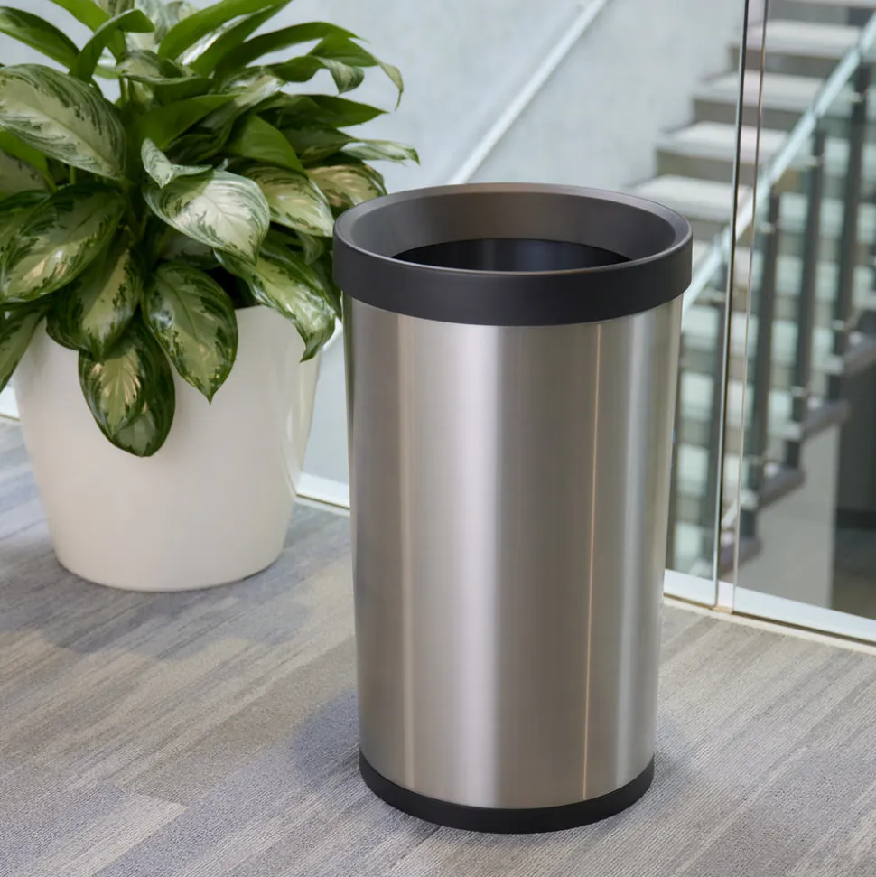 13 Gallon Stainless Steel Open Top Round Trash Bin