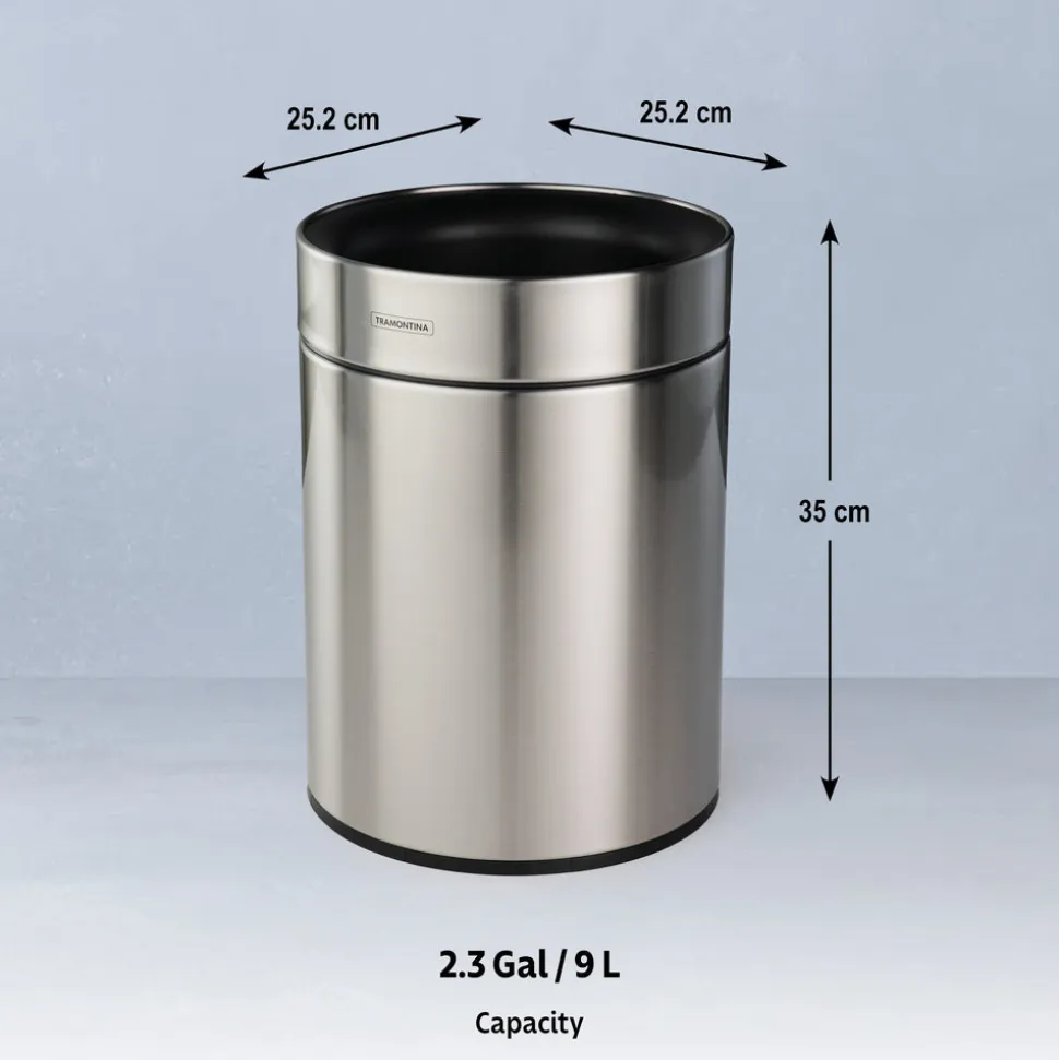 2.38 Gallon Stainless Steel Round Open Top Bin